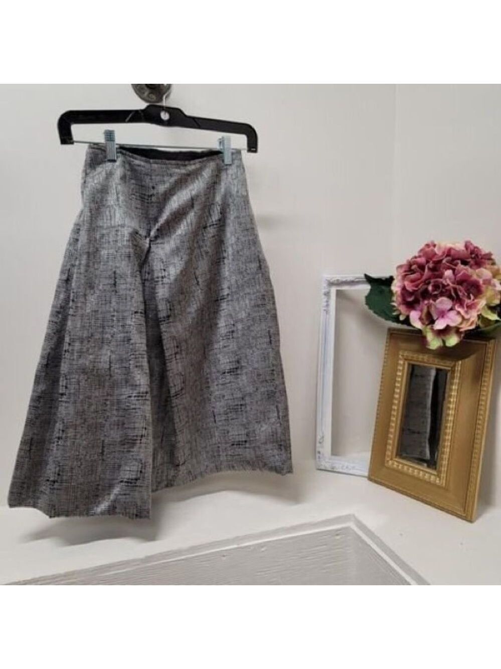 GRAY elegant pleated printed skater circle skirt size 2X